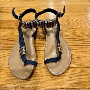 Bar III Black and Tan Beaded Sandals